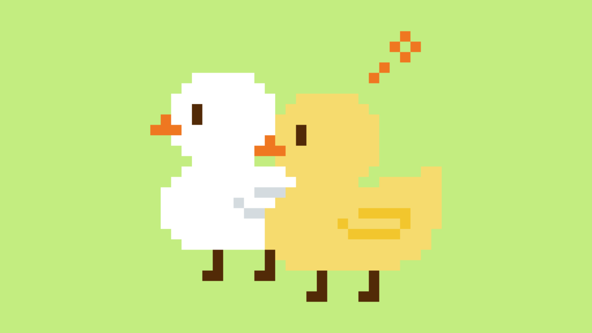 2羽のアヒルのドット絵